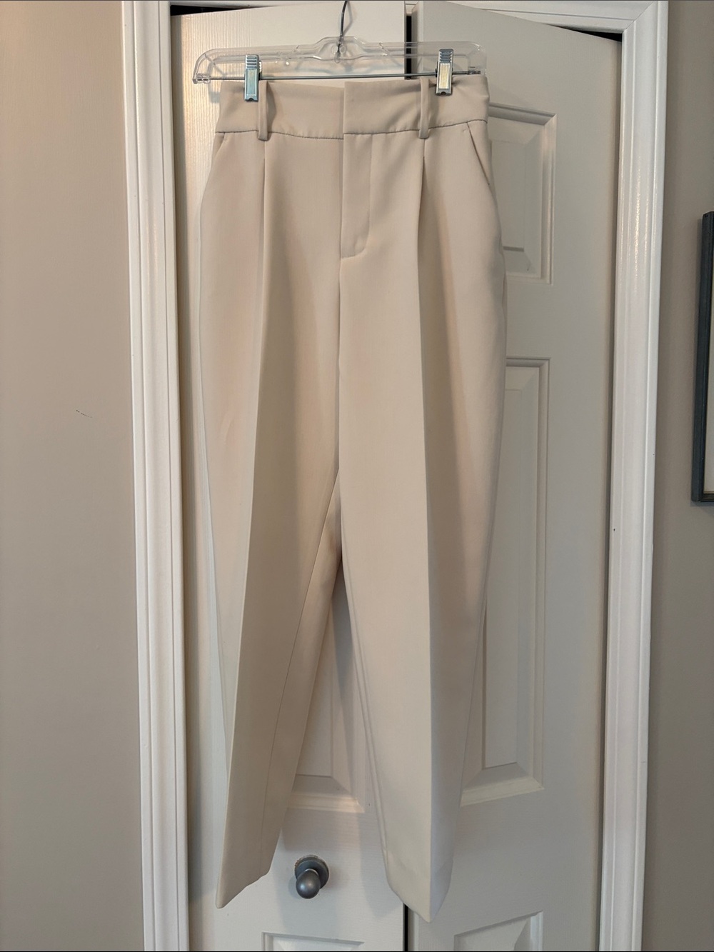 Zara Classic High-Waist Cream Dress Pants